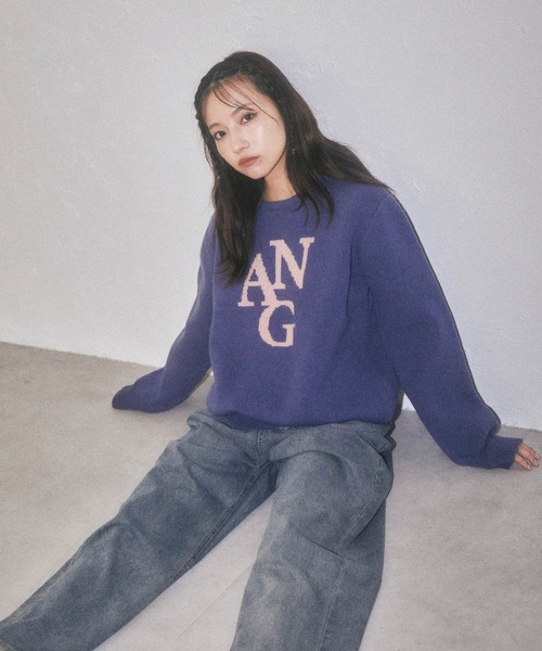 ANDGEEBEE（アンジービー）の「UNISEX ジャガードロゴニット（ニット/セーター・レディース・ネイビー/グレー・X-LARGE）」の2枚目の写真