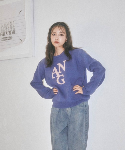 ANDGEEBEE（アンジービー）の「UNISEX ジャガードロゴニット（ニット/セーター・レディース・ネイビー/グレー・X-LARGE）」の4枚目の写真