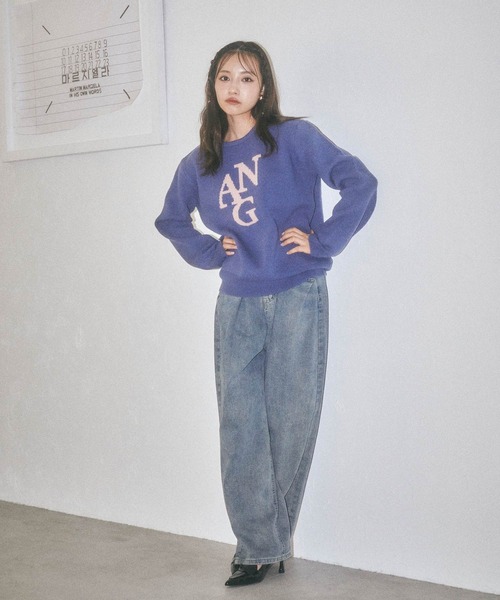 ANDGEEBEE（アンジービー）の「UNISEX ジャガードロゴニット（ニット/セーター・レディース・ネイビー/グレー・X-LARGE）」の6枚目の写真