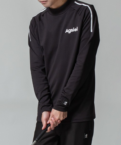 Agsiel(アグシエル)の「【Agsiel】 長袖モックネックTシャツ(Tシャツ/カットソー・メンズ・ネイビー/ブラック/トップグレー/ホワイト・LARGE/X-LARGE/MEDIUM)」の1枚目の写真