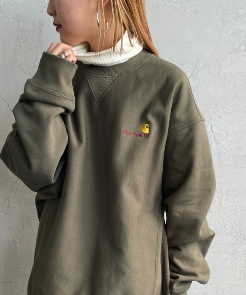 Carhartt WIP（カーハートダブリューアイピー）の「[carhartt WIP/カーハートダブリューアイピー] AMERICAN SCRIPT ワンポイントロゴ刺繍スウェット（スウェット・メンズ・ブラック/ダークグリーン/ブルー/ナチュラル/ライトグレー・S/M/L/XL）」の4枚目の写真