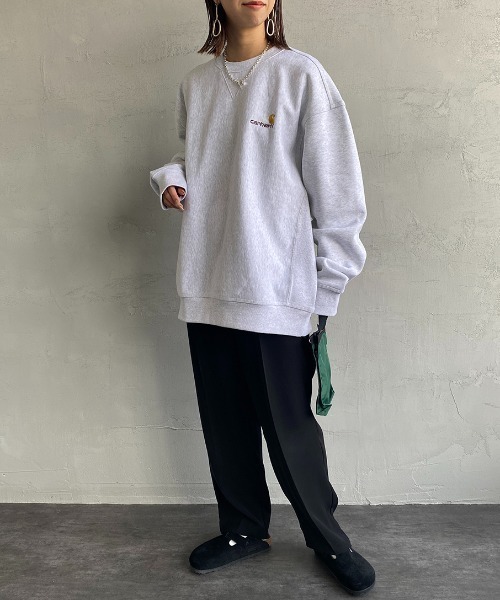 Carhartt WIP（カーハートダブリューアイピー）の「[carhartt WIP/カーハートダブリューアイピー] AMERICAN SCRIPT ワンポイントロゴ刺繍スウェット（スウェット・メンズ・ブラック/ダークグリーン/ブルー/ナチュラル/ライトグレー・S/M/L/XL）」の10枚目の写真