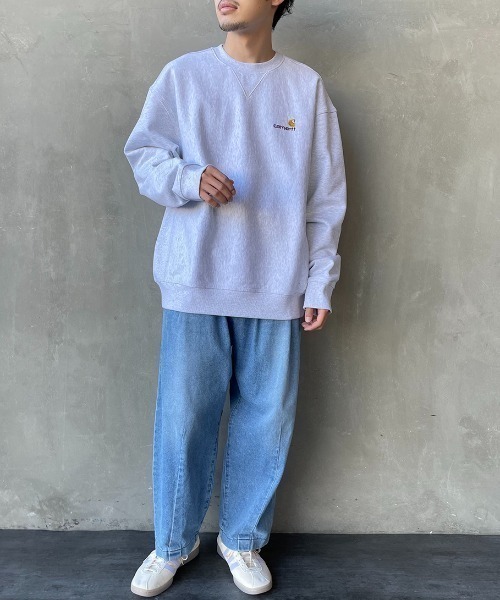 Carhartt WIP（カーハートダブリューアイピー）の「[carhartt WIP/カーハートダブリューアイピー] AMERICAN SCRIPT ワンポイントロゴ刺繍スウェット（スウェット・メンズ・ブラック/ダークグリーン/ブルー/ナチュラル/ライトグレー・S/M/L/XL）」の13枚目の写真