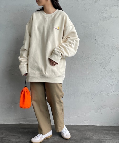 Carhartt WIP（カーハートダブリューアイピー）の「[carhartt WIP/カーハートダブリューアイピー] AMERICAN SCRIPT ワンポイントロゴ刺繍スウェット（スウェット・メンズ・ブラック/ダークグリーン/ブルー/ナチュラル/ライトグレー・S/M/L/XL）」の15枚目の写真