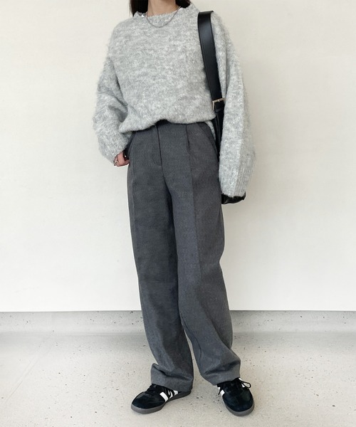 LE MORE（リモア）の「起毛タックストレートパンツ（スラックス・レディース・グレー/ダークブラウン/ブラック・S/M）」の6枚目の写真