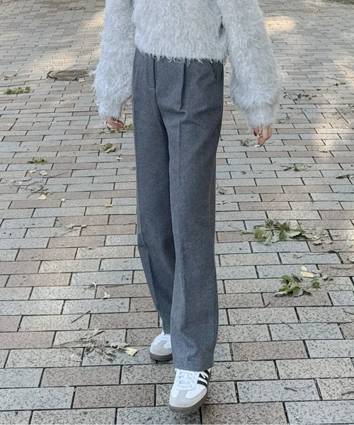 LE MORE（リモア）の「起毛タックストレートパンツ（スラックス・レディース・グレー/ダークブラウン/ブラック・S/M）」の8枚目の写真