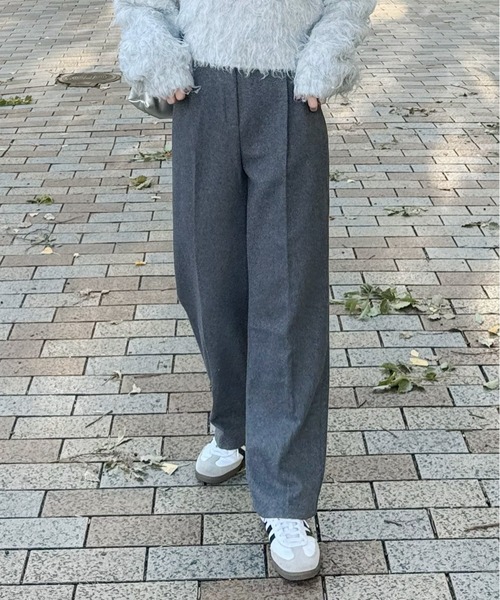 LE MORE（リモア）の「起毛タックストレートパンツ（スラックス・レディース・グレー/ダークブラウン/ブラック・S/M）」の9枚目の写真