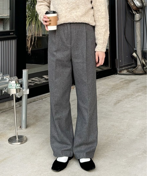 LE MORE（リモア）の「起毛タックストレートパンツ（スラックス・レディース・グレー/ダークブラウン/ブラック・S/M）」の10枚目の写真