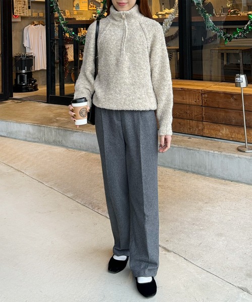 LE MORE（リモア）の「起毛タックストレートパンツ（スラックス・レディース・グレー/ダークブラウン/ブラック・S/M）」の14枚目の写真