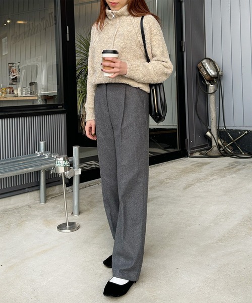 LE MORE（リモア）の「起毛タックストレートパンツ（スラックス・レディース・グレー/ダークブラウン/ブラック・S/M）」の15枚目の写真