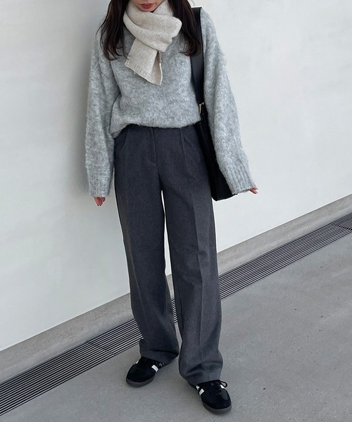 LE MORE（リモア）の「起毛タックストレートパンツ（スラックス・レディース・グレー/ダークブラウン/ブラック・S/M）」の17枚目の写真