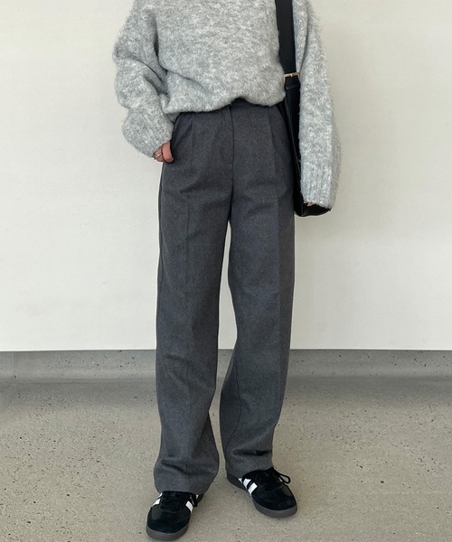 LE MORE（リモア）の「起毛タックストレートパンツ（スラックス・レディース・グレー/ダークブラウン/ブラック・S/M）」の18枚目の写真