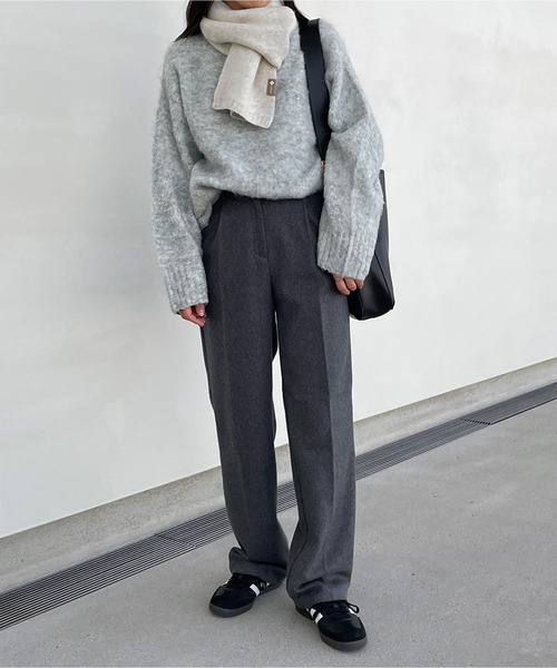 LE MORE（リモア）の「起毛タックストレートパンツ（スラックス・レディース・グレー/ダークブラウン/ブラック・S/M）」の20枚目の写真