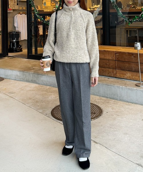 LE MORE（リモア）の「起毛タックストレートパンツ（スラックス・レディース・グレー/ダークブラウン/ブラック・S/M）」の21枚目の写真