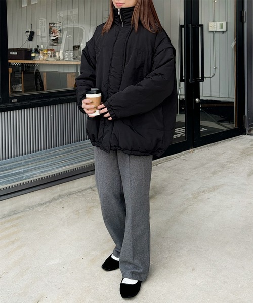 LE MORE（リモア）の「起毛タックストレートパンツ（スラックス・レディース・グレー/ダークブラウン/ブラック・S/M）」の22枚目の写真