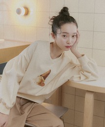 moi tytto | ボリュームスリーブプリントスウェット(スウェット)