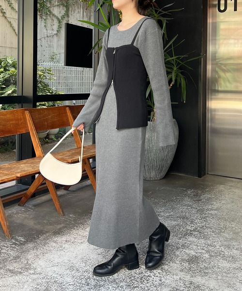 CAPRICIEUX LE'MAGE（カプリシューレマージュ）の「【サイズ展開あり】Wジップビスチェワンピース（ワンピース・レディース・ベージュ/グレー・PS/FREE）」の16枚目の写真