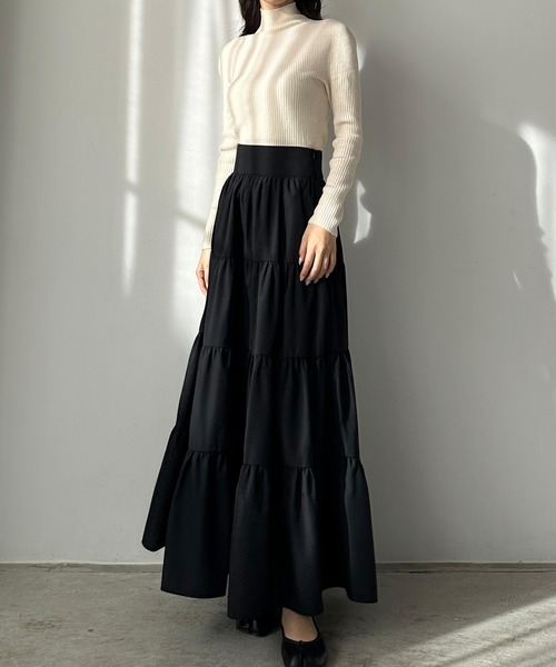 Louere(ルエレ)の「ハイウエストティアードフレアスカート(スカート・レディース・ブラック/ホワイト/ダークグレー/モカ/ピンク・X-LARGE/LARGE/MEDIUM/SMALL)」の15枚目の写真