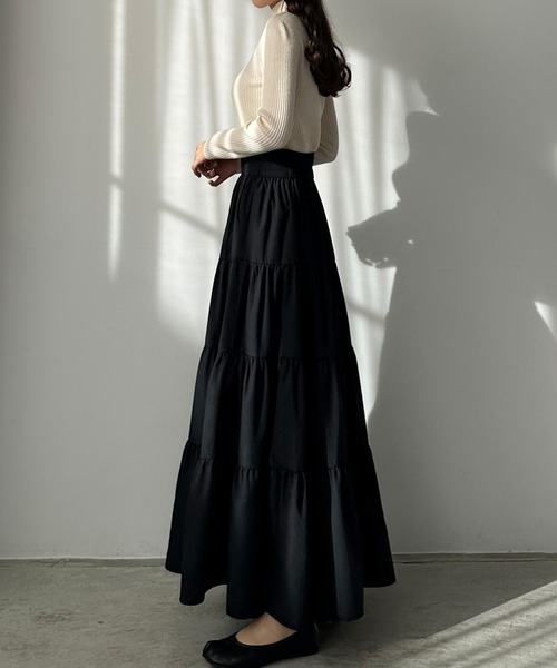 Louere(ルエレ)の「ハイウエストティアードフレアスカート(スカート・レディース・ブラック/ホワイト/ダークグレー/モカ/ピンク・X-LARGE/LARGE/MEDIUM/SMALL)」の16枚目の写真