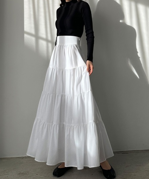 Louere(ルエレ)の「ハイウエストティアードフレアスカート(スカート・レディース・ブラック/ホワイト/ダークグレー/モカ/ピンク・X-LARGE/LARGE/MEDIUM/SMALL)」の19枚目の写真