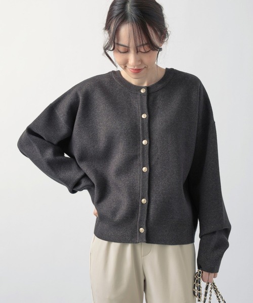 タグ付 バンヤードストーム ニット カーディガン ジャケット 金ボタン 黒 緑F BARNYARDSTORM（バンヤードストーム）の「前後2WAYゴールド