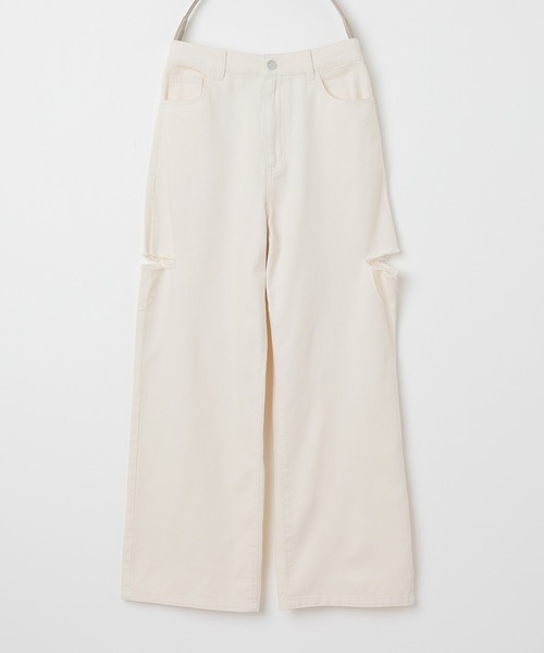 Honeys(ハニーズ)の「ダメージカットアウトストレートデニムパンツ(デニムパンツ・レディース・アイボリー/ブルー系その他/ライトインディゴブルー/インディゴブルー/ブラック・SS/S/M/L/LL)」の12枚目の写真