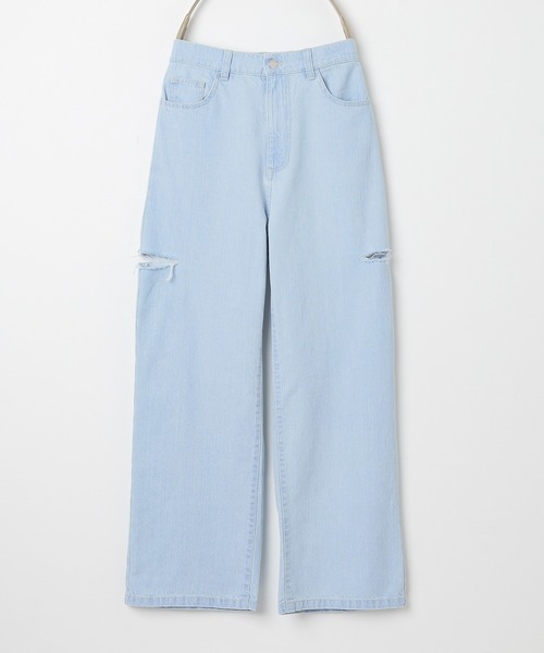 Honeys(ハニーズ)の「ダメージカットアウトストレートデニムパンツ(デニムパンツ・レディース・アイボリー/ブルー系その他/ライトインディゴブルー/インディゴブルー/ブラック・SS/S/M/L/LL)」の17枚目の写真