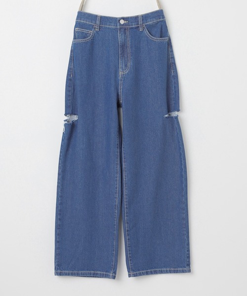 Honeys(ハニーズ)の「ダメージカットアウトストレートデニムパンツ(デニムパンツ・レディース・アイボリー/ブルー系その他/ライトインディゴブルー/インディゴブルー/ブラック・SS/S/M/L/LL)」の18枚目の写真