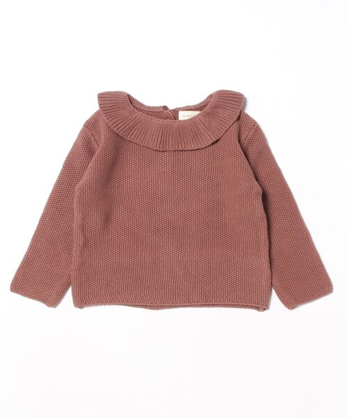 【セール】【Bs】【it】【Quincy Mae】RUFFLE COLLAR KNIT SWEATER | PECAN（その他ベビー用品）｜Quincy Mae（クインシーメイ）