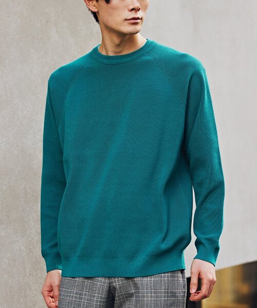 EDIFICE（エディフィス）の「14ゲージ アゼ クルーネックニット（ニット/セーター・メンズ・ベージュ/ホワイト系その他/レッド/グリーン/ブラック/ブルー・LARGE/MEDIUM）」の4枚目の写真