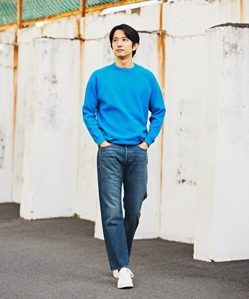 EDIFICE（エディフィス）の「14ゲージ アゼ クルーネックニット（ニット/セーター・メンズ・ベージュ/ホワイト系その他/レッド/グリーン/ブラック/ブルー・LARGE/MEDIUM）」の7枚目の写真