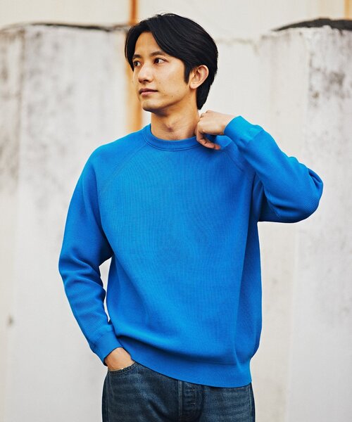 EDIFICE（エディフィス）の「14ゲージ アゼ クルーネックニット（ニット/セーター・メンズ・ベージュ/ホワイト系その他/レッド/グリーン/ブラック/ブルー・LARGE/MEDIUM）」の8枚目の写真