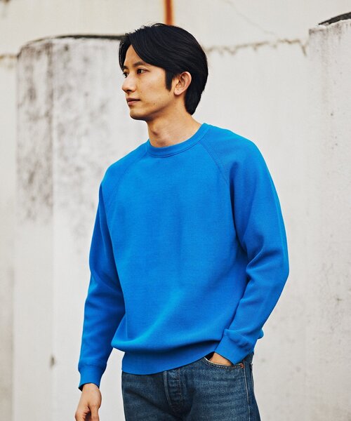 EDIFICE（エディフィス）の「14ゲージ アゼ クルーネックニット（ニット/セーター・メンズ・ベージュ/ホワイト系その他/レッド/グリーン/ブラック/ブルー・LARGE/MEDIUM）」の9枚目の写真