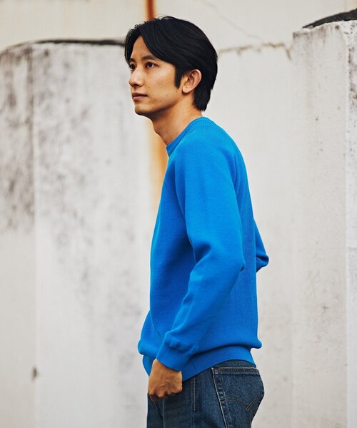 EDIFICE（エディフィス）の「14ゲージ アゼ クルーネックニット（ニット/セーター・メンズ・ベージュ/ホワイト系その他/レッド/グリーン/ブラック/ブルー・LARGE/MEDIUM）」の10枚目の写真