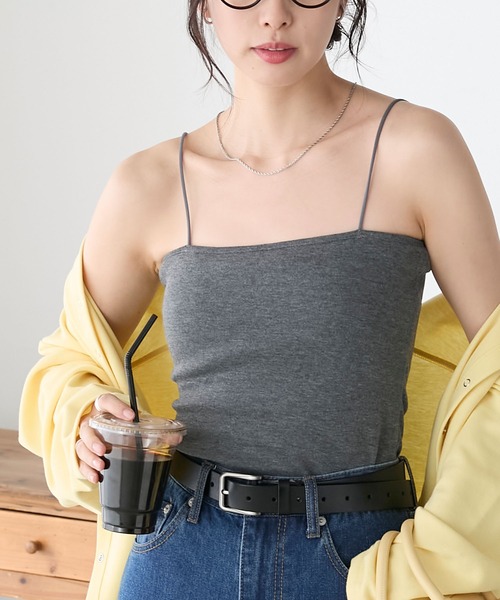 BONLECILL(ボンルシール)の「カップ付き 細ストラップベアキャミソール(キャミソール・レディース・ベージュ/グリーン/レッド/チャコールグレー/オフホワイト/ブルーグレー/グレイッシュベージュ/ブラック/アイボリー・FREE)」の16枚目の写真
