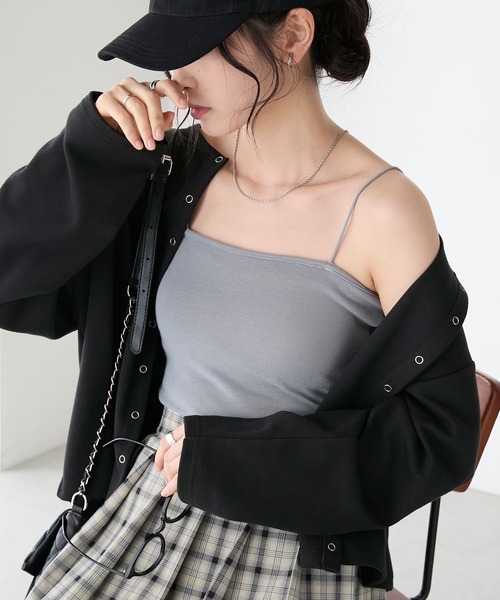 BONLECILL(ボンルシール)の「カップ付き 細ストラップベアキャミソール(キャミソール・レディース・ベージュ/グリーン/レッド/チャコールグレー/オフホワイト/ブルーグレー/グレイッシュベージュ/ブラック/アイボリー・FREE)」の20枚目の写真