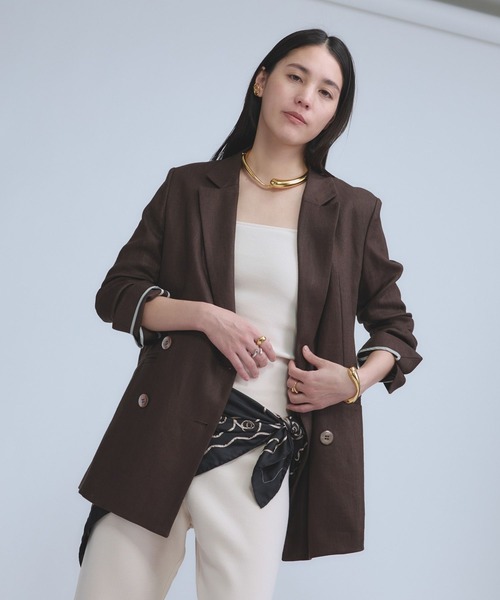 Chaos（カオス）の「Chaos(カオス)/【新色登場】リネンヘリンボンジャケット　【セットアップ可】（テーラードジャケット・レディース・ブラック/ベージュ/モカ/ホワイト/ブラウン・FREE）」の15枚目の写真
