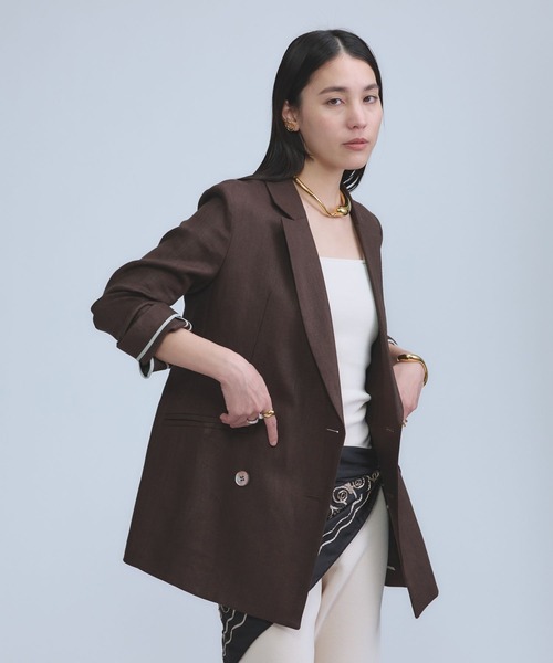 Chaos（カオス）の「Chaos(カオス)/【新色登場】リネンヘリンボンジャケット　【セットアップ可】（テーラードジャケット・レディース・ブラック/ベージュ/モカ/ホワイト/ブラウン・FREE）」の16枚目の写真