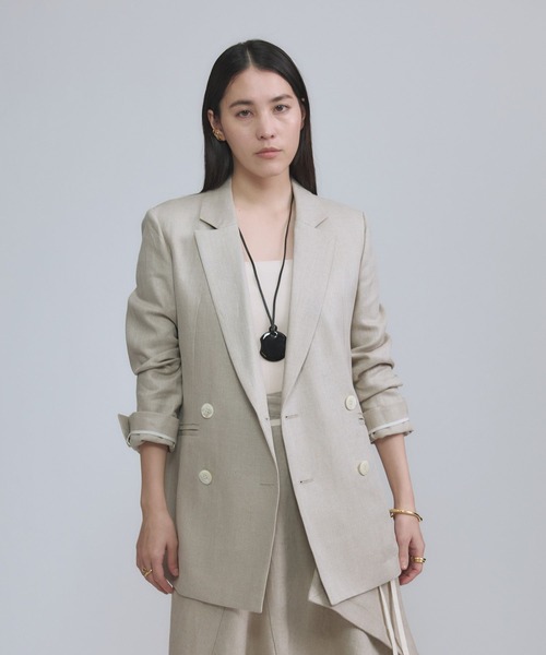 Chaos（カオス）の「Chaos(カオス)/【新色登場】リネンヘリンボンジャケット　【セットアップ可】（テーラードジャケット・レディース・ブラック/ベージュ/モカ/ホワイト/ブラウン・FREE）」の22枚目の写真