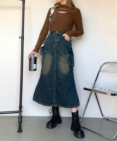 non-hedge（ノンヘッジ）の「デニムポケットロングスカート（デニム