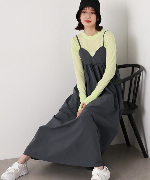 N.（N. Natural Beauty Basic）（エヌエヌナチュラルビューティーベーシック）の「◆ボリュームキャミワンピース（ワンピース・レディース・ベージュ/ブラック/チャコールグレー・MEDIUM）」の2枚目の写真