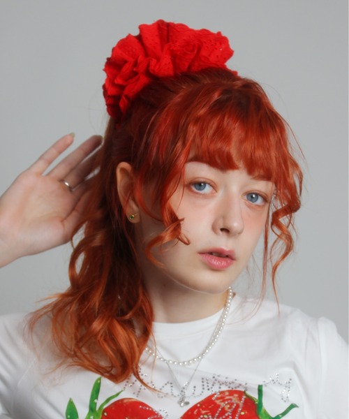 IMARI（イマリ）の「【 IMARI / イマリ 】 パンチングレース ガーリー シュシュ（シュシュ・レディース・ホワイト/ブラック/レッド/イエロー/ブルー/ピンク・FREE）」の6枚目の写真