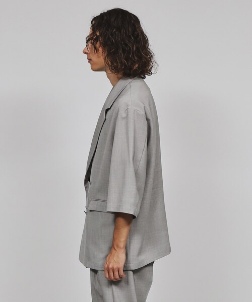 tk.TAKEO KIKUCHI（ティーケータケオキクチ）の「◆テックリネン5分袖ジャケット（セットアップ対応）（テーラードジャケット・メンズ・ライトグレー/ブルー系その他・03/02）」の5枚目の写真