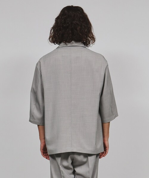 tk.TAKEO KIKUCHI（ティーケータケオキクチ）の「◆テックリネン5分袖ジャケット（セットアップ対応）（テーラードジャケット・メンズ・ライトグレー/ブルー系その他・03/02）」の6枚目の写真