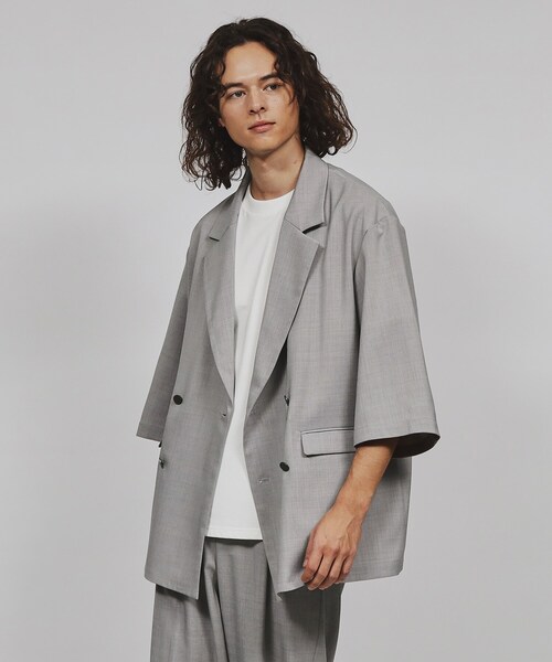 tk.TAKEO KIKUCHI（ティーケータケオキクチ）の「◆テックリネン5分袖ジャケット（セットアップ対応）（テーラードジャケット・メンズ・ライトグレー/ブルー系その他・03/02）」の15枚目の写真