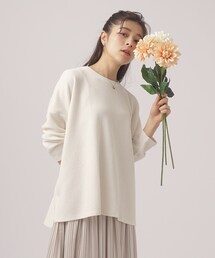 ◆【体型カバー/洗える】大人のラフコーデに ゆるスリット リブトップス