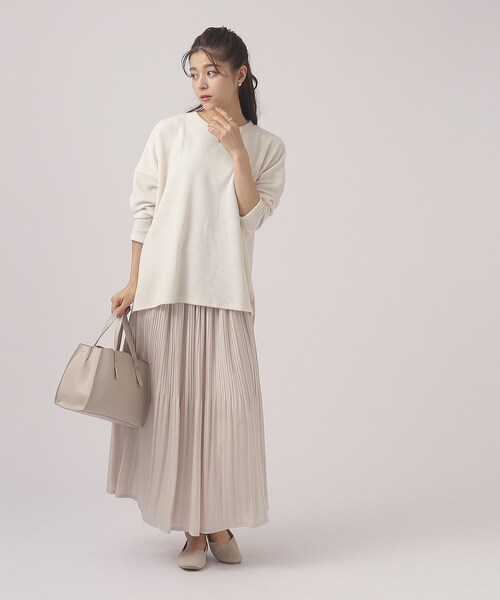 SHOO・LA・RUE（シューラルー）の「◆【体型カバー/洗える】大人のラフコーデに ゆるスリット リブトップス（Tシャツ/カットソー・レディース・ホワイト/チャコールグレー/ブルー/ピンク系・00）」の7枚目の写真
