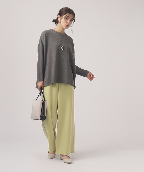 SHOO・LA・RUE（シューラルー）の「◆【体型カバー/洗える】大人のラフコーデに ゆるスリット リブトップス（Tシャツ/カットソー・レディース・ホワイト/チャコールグレー/ブルー/ピンク系・00）」の15枚目の写真