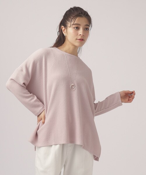 SHOO・LA・RUE（シューラルー）の「◆【体型カバー/洗える】大人のラフコーデに ゆるスリット リブトップス（Tシャツ/カットソー・レディース・ホワイト/チャコールグレー/ブルー/ピンク系・00）」の17枚目の写真