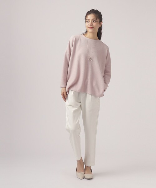 SHOO・LA・RUE（シューラルー）の「◆【体型カバー/洗える】大人のラフコーデに ゆるスリット リブトップス（Tシャツ/カットソー・レディース・ホワイト/チャコールグレー/ブルー/ピンク系・00）」の19枚目の写真